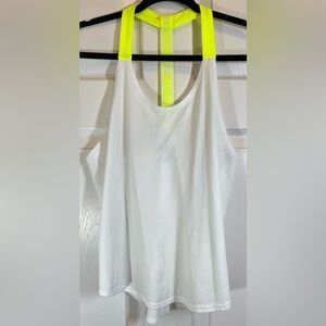 NIKE Women’s Dry Fit Athletic Tank Top White and Neon Yellow Size Small